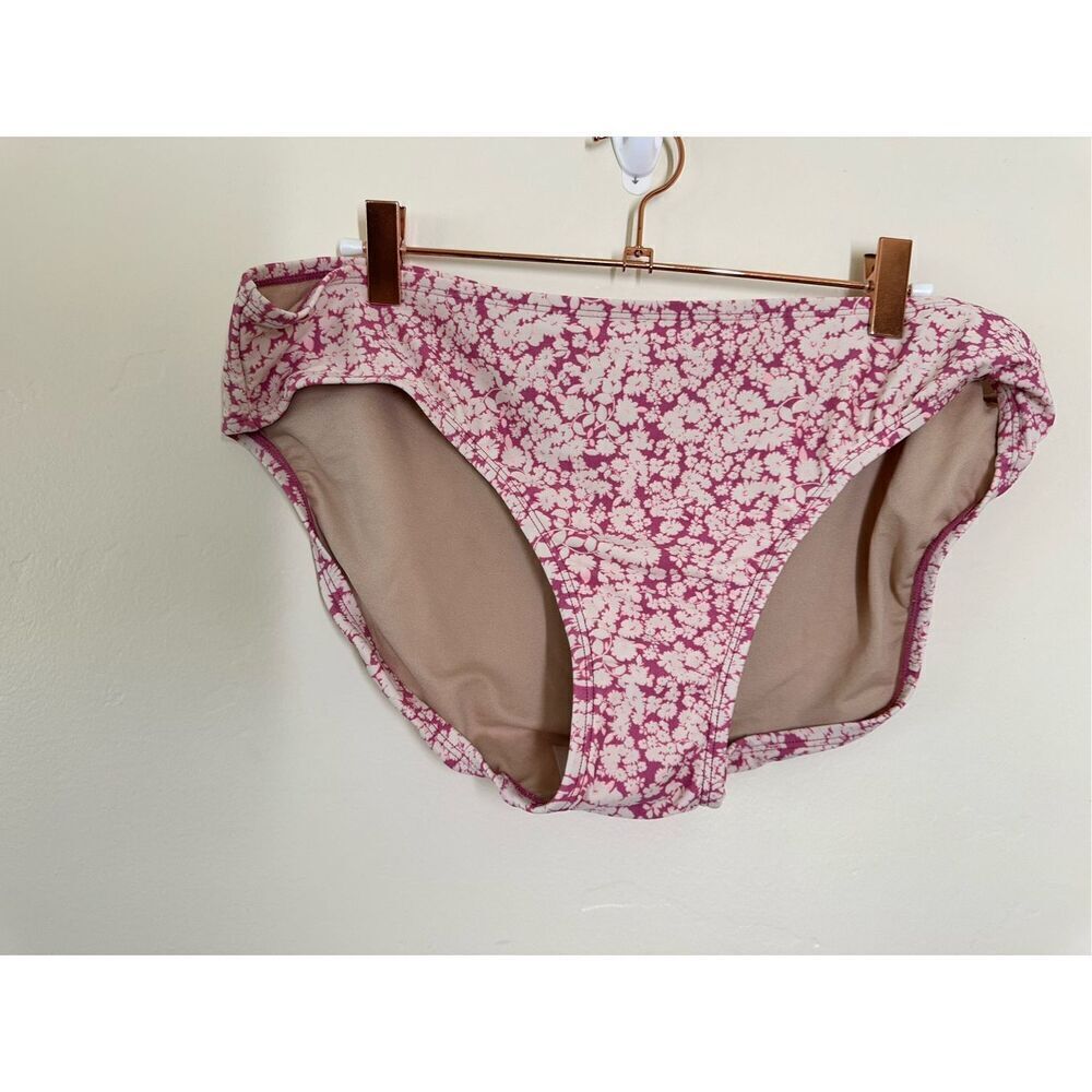 🌸 Kona Sol Pink and White Floral Bikini Bottom Size Large New